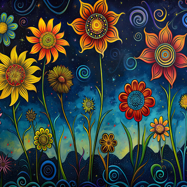 Whimsical Nighttime Flower Garden 1000 Jigsaw Puzzle 3D Modell