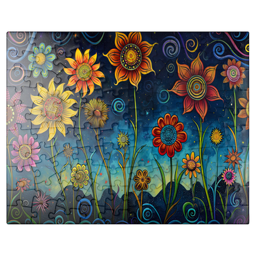 puzzleplate Whimsical Nighttime Flower Garden 100 Jigsaw Puzzle