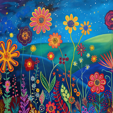 Starry Night Flower Meadow 100 Jigsaw Puzzle 3D Modell