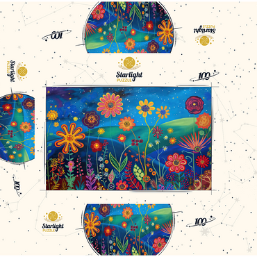 Starry Night Flower Meadow 100 Jigsaw Puzzle box 3D Modell