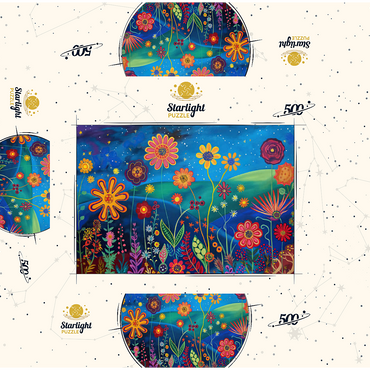 Starry Night Flower Meadow 500 Jigsaw Puzzle box 3D Modell