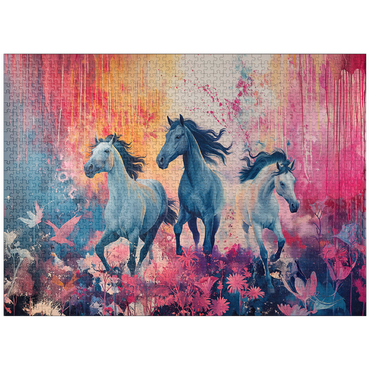 puzzleplate Wild Horses in Vibrant Dreamscape 1000 Jigsaw Puzzle