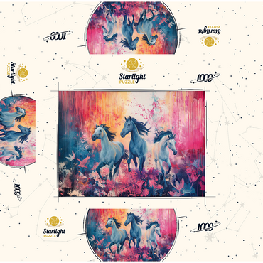 Wild Horses in Vibrant Dreamscape 1000 Jigsaw Puzzle box 3D Modell
