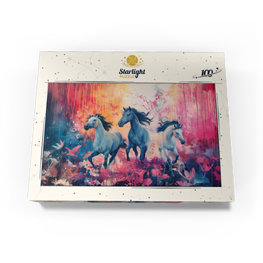 Wild Horses in Vibrant Dreamscape 100 Jigsaw Puzzle box view3