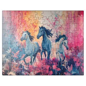 puzzleplate Wild Horses in Vibrant Dreamscape 100 Jigsaw Puzzle