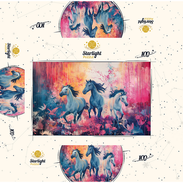 Wild Horses in Vibrant Dreamscape 100 Jigsaw Puzzle box 3D Modell