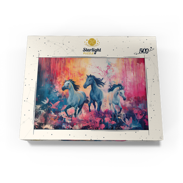 Wild Horses in Vibrant Dreamscape 500 Jigsaw Puzzle box view3