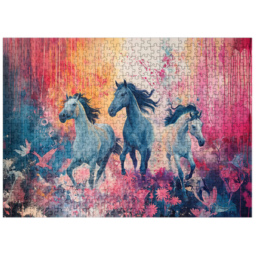 puzzleplate Wild Horses in Vibrant Dreamscape 500 Jigsaw Puzzle