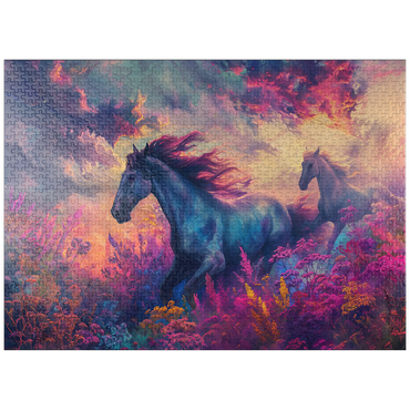 puzzleplate Majestic Horses in Vibrant Fantasy Landscape 1000 Jigsaw Puzzle