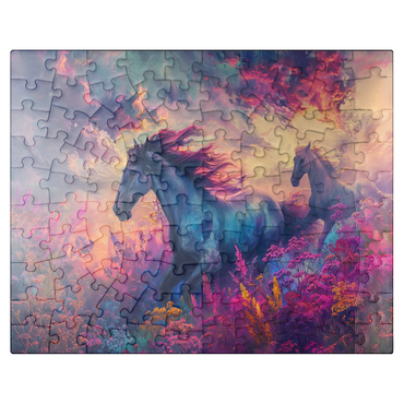 puzzleplate Majestic Horses in Vibrant Fantasy Landscape 100 Jigsaw Puzzle