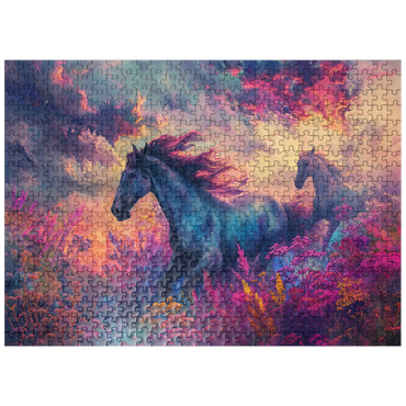 puzzleplate Majestic Horses in Vibrant Fantasy Landscape 500 Jigsaw Puzzle