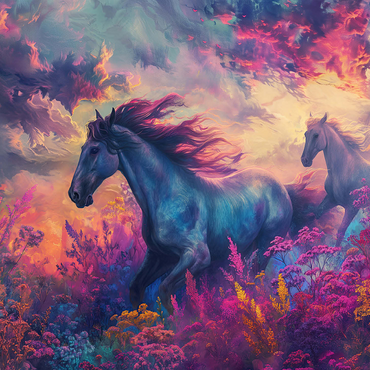 Majestic Horses in Vibrant Fantasy Landscape 500 Jigsaw Puzzle 3D Modell