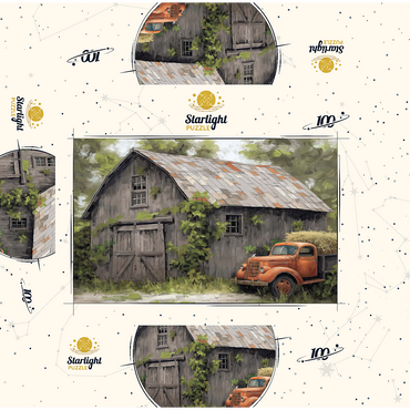 Rustic Barn and Vintage Hay Truck 100 Jigsaw Puzzle box 3D Modell