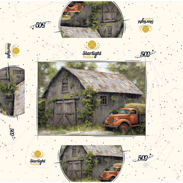 Rustic Barn and Vintage Hay Truck 500 Jigsaw Puzzle box 3D Modell