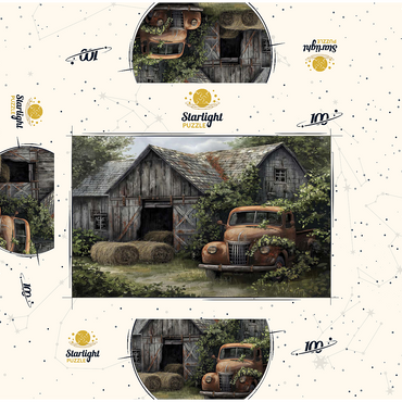 Weathered Barn with Classic Rusty Truck 100 Jigsaw Puzzle box 3D Modell