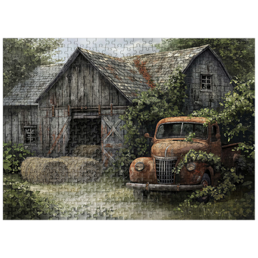 puzzleplate Weathered Barn with Classic Rusty Truck 500 Jigsaw Puzzle