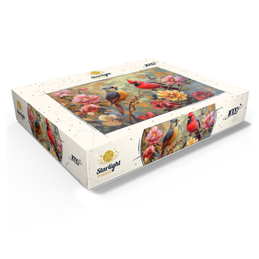 Cardinal and Songbird Among Blossoms 1000 Jigsaw Puzzle box view1