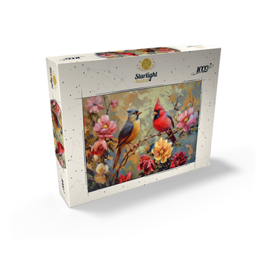 Cardinal and Songbird Among Blossoms 1000 Jigsaw Puzzle box view2