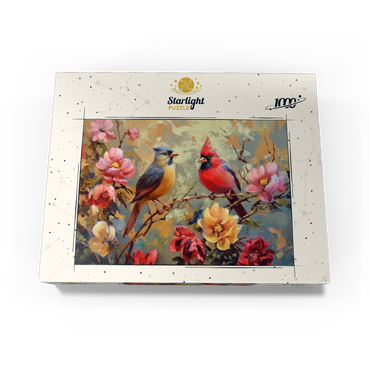 Cardinal and Songbird Among Blossoms 1000 Jigsaw Puzzle box view3