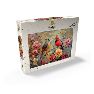 Cardinal and Songbird Among Blossoms 500 Jigsaw Puzzle box view2