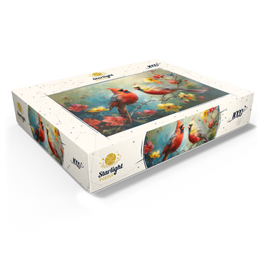 Northern Cardinals Among Spring Blossoms 1000 Jigsaw Puzzle box view1