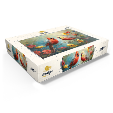 Northern Cardinals Among Spring Blossoms 500 Jigsaw Puzzle box view1