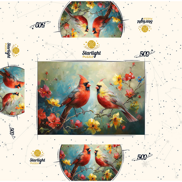Northern Cardinals Among Spring Blossoms 500 Jigsaw Puzzle box 3D Modell