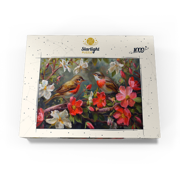 Red-throated Birds Amid Spring Blossoms 1000 Jigsaw Puzzle box view3