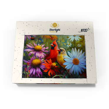 Northern Cardinal Pair Among Wildflowers 1000 Jigsaw Puzzle box view3