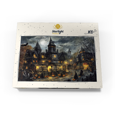 Haunted Village Under Full Moon 100 Jigsaw Puzzle box view3