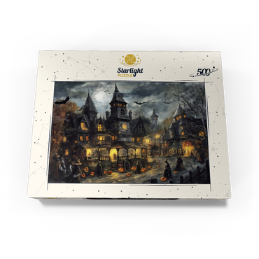 Haunted Village Under Full Moon 500 Jigsaw Puzzle box view3