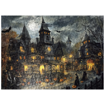 puzzleplate Haunted Village Under Full Moon 500 Jigsaw Puzzle