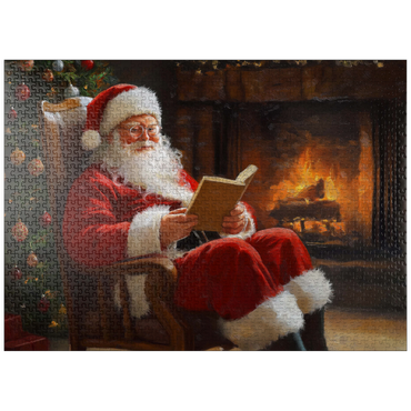 puzzleplate Santa Claus Relaxing by Fireplace 1000 Jigsaw Puzzle