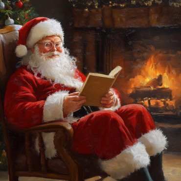 Santa Claus Relaxing by Fireplace 1000 Jigsaw Puzzle 3D Modell