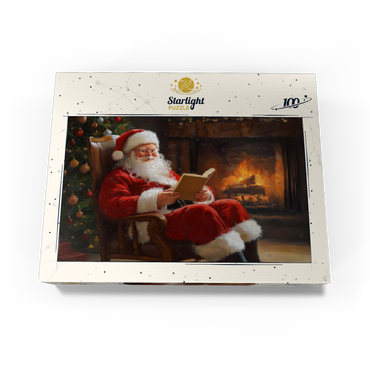 Santa Claus Relaxing by Fireplace 100 Jigsaw Puzzle box view3