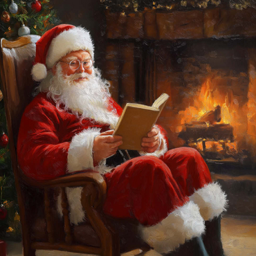 Santa Claus Relaxing by Fireplace 100 Jigsaw Puzzle 3D Modell