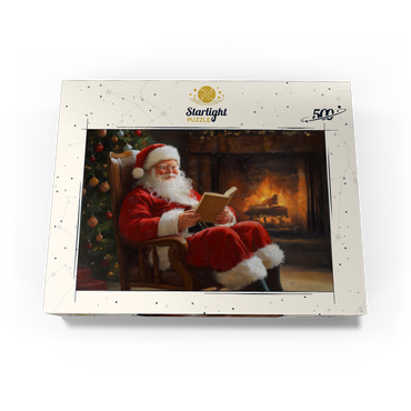 Santa Claus Relaxing by Fireplace 500 Jigsaw Puzzle box view3