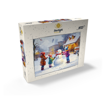 Children Building Snowman in Winter Village 1000 Jigsaw Puzzle box view2