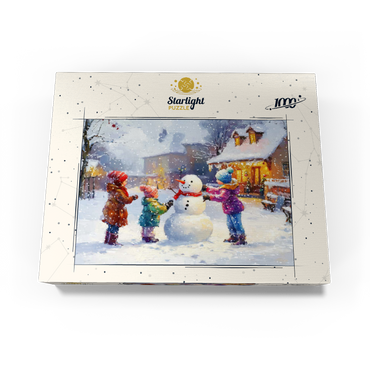 Children Building Snowman in Winter Village 1000 Jigsaw Puzzle box view3