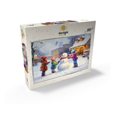 Children Building Snowman in Winter Village 100 Jigsaw Puzzle box view2