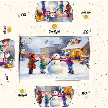 Children Building Snowman in Winter Village 100 Jigsaw Puzzle box 3D Modell