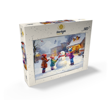 Children Building Snowman in Winter Village 500 Jigsaw Puzzle box view2