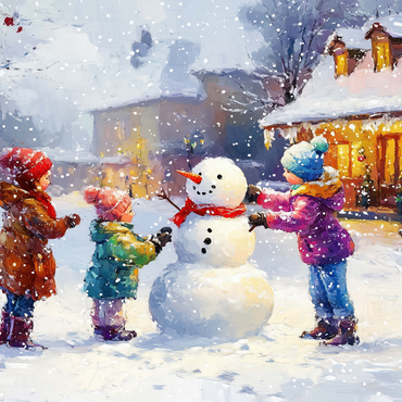 Children Building Snowman in Winter Village 500 Jigsaw Puzzle 3D Modell