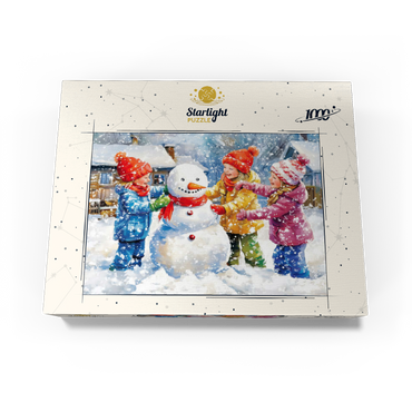 Kids Decorating Snowman in Snowy Backyard 1000 Jigsaw Puzzle box view3