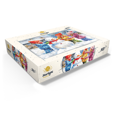 Kids Decorating Snowman in Snowy Backyard 500 Jigsaw Puzzle box view1