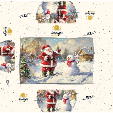 Santa Claus and Snowman in Winter Scene 100 Jigsaw Puzzle box 3D Modell