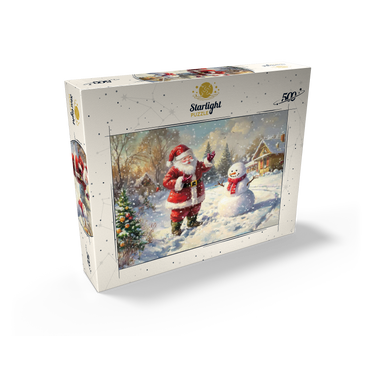 Santa Claus and Snowman in Winter Scene 500 Jigsaw Puzzle box view2