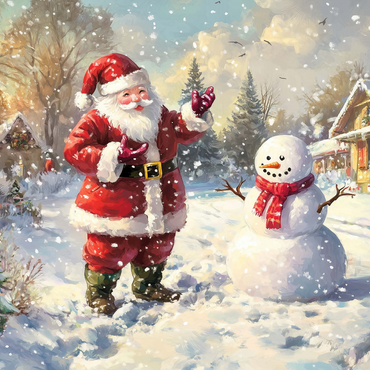 Santa Claus and Snowman in Winter Scene 500 Jigsaw Puzzle 3D Modell