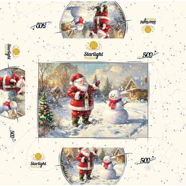 Santa Claus and Snowman in Winter Scene 500 Jigsaw Puzzle box 3D Modell