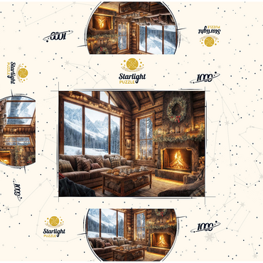 Cozy Log Cabin with Mountain View 1000 Jigsaw Puzzle box 3D Modell